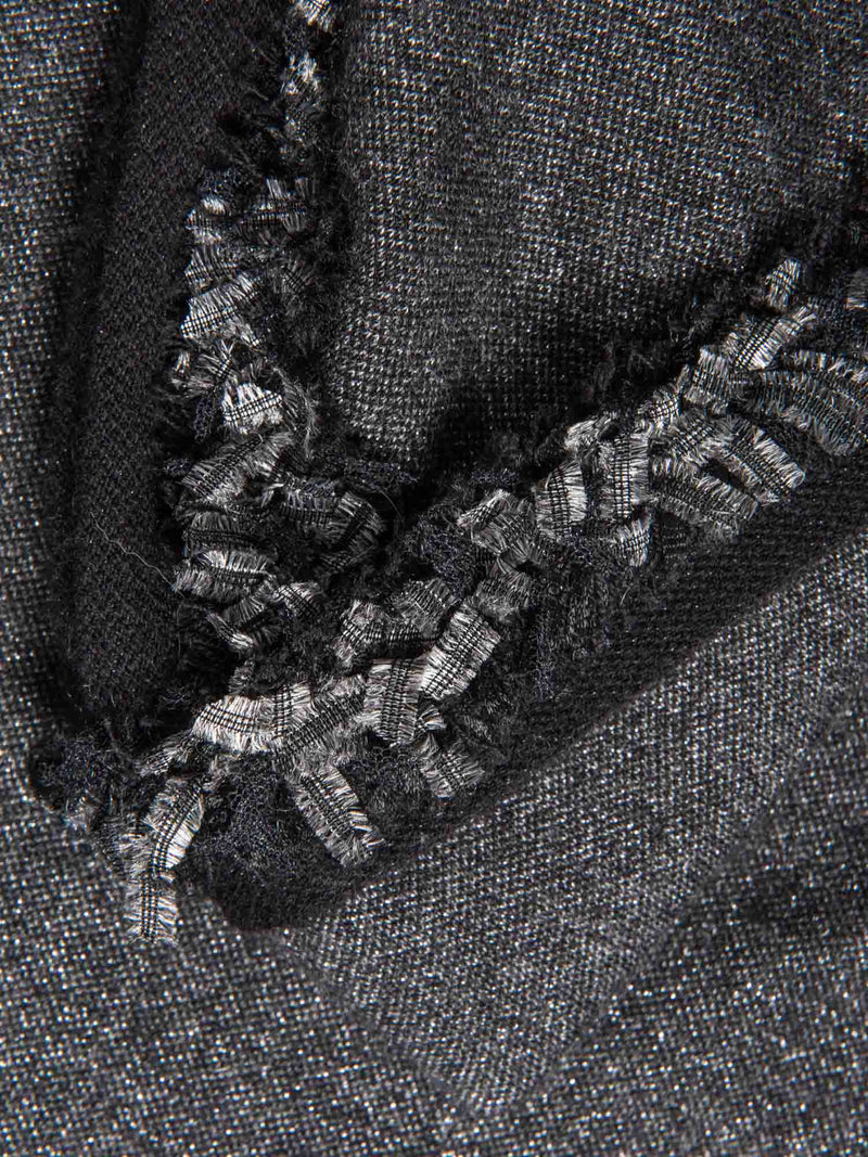 CHANEL Cashmere Silk Fringe Dress Heather Grey-designer resale