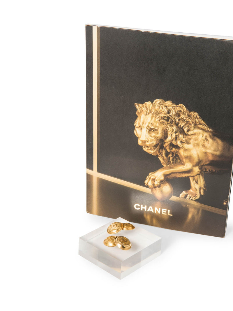 CHANEL Jumbo CC Logo 24k Gold Plated Dual Cufflinks-designer resale