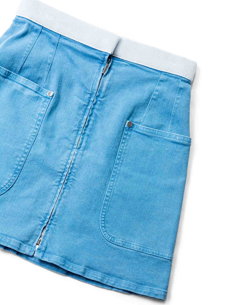 CHANEL Logo Denim Mini Skirt Blue-designer resale