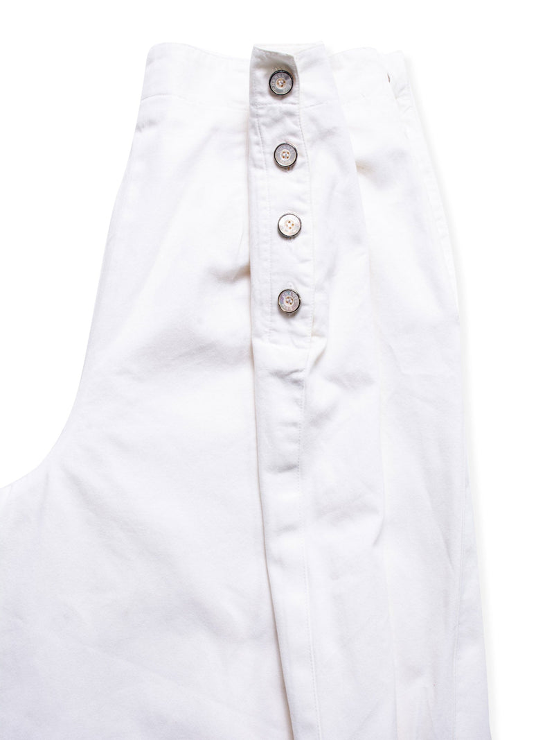 CHANEL Logo High Wasted Wide Sailor Pants White-designer resale