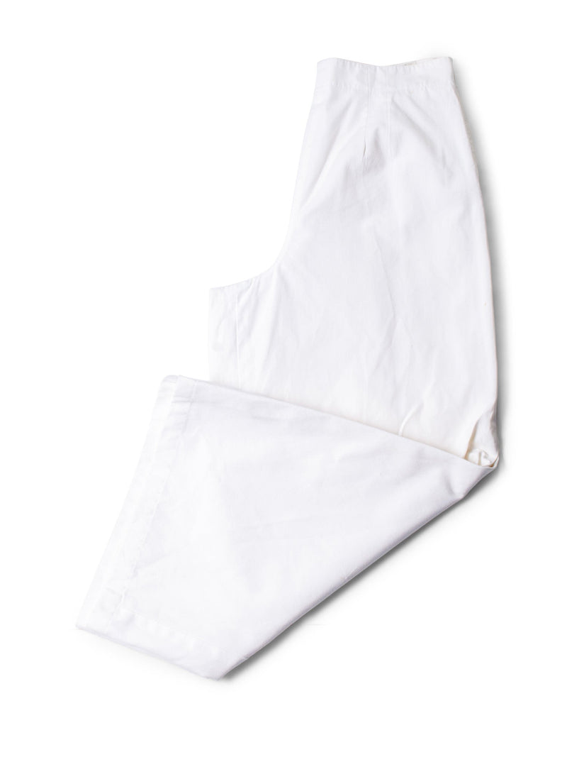 CHANEL Logo High Wasted Wide Sailor Pants White-designer resale