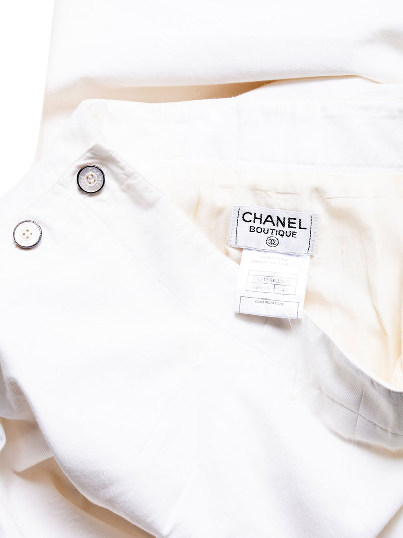 CHANEL Logo High Wasted Wide Sailor Pants White-designer resale
