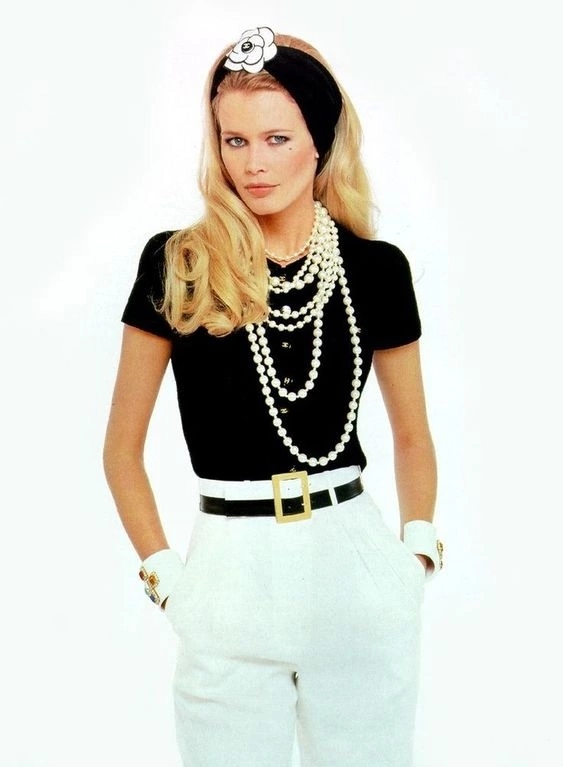 CHANEL Logo Leather Wide Belt Black White-designer resale