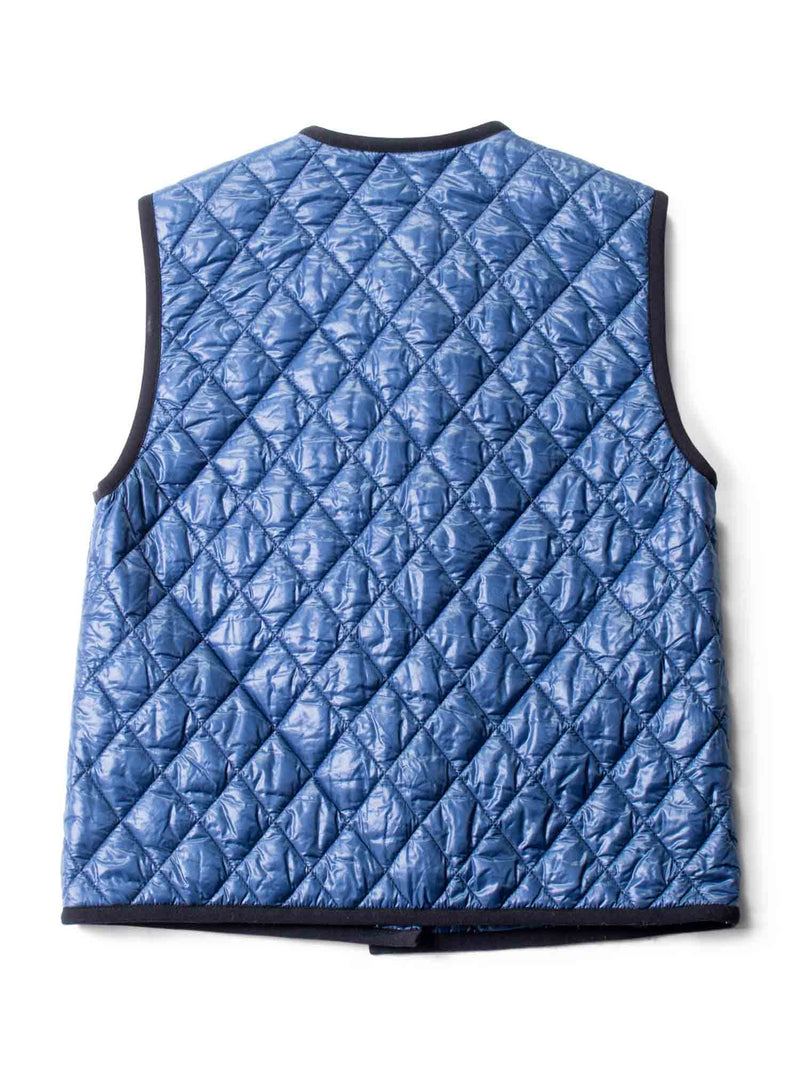 CHANEL Runway CC Logo Quilted Puffer Vest Blue Black-designer resale