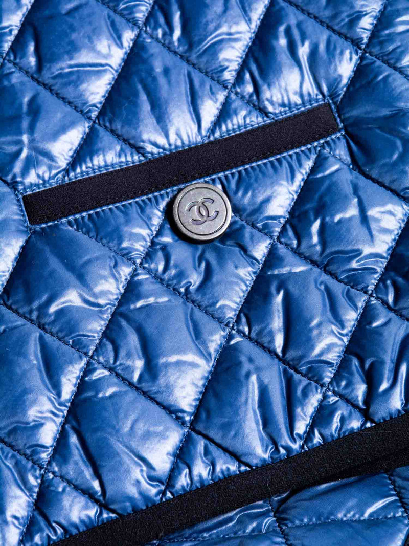 CHANEL Runway CC Logo Quilted Puffer Vest Blue Black-designer resale
