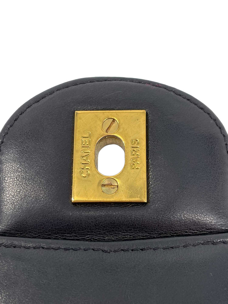 CHANEL Vintage 24k Gold CC Logo Patent Leather Backpack Black-designer resale