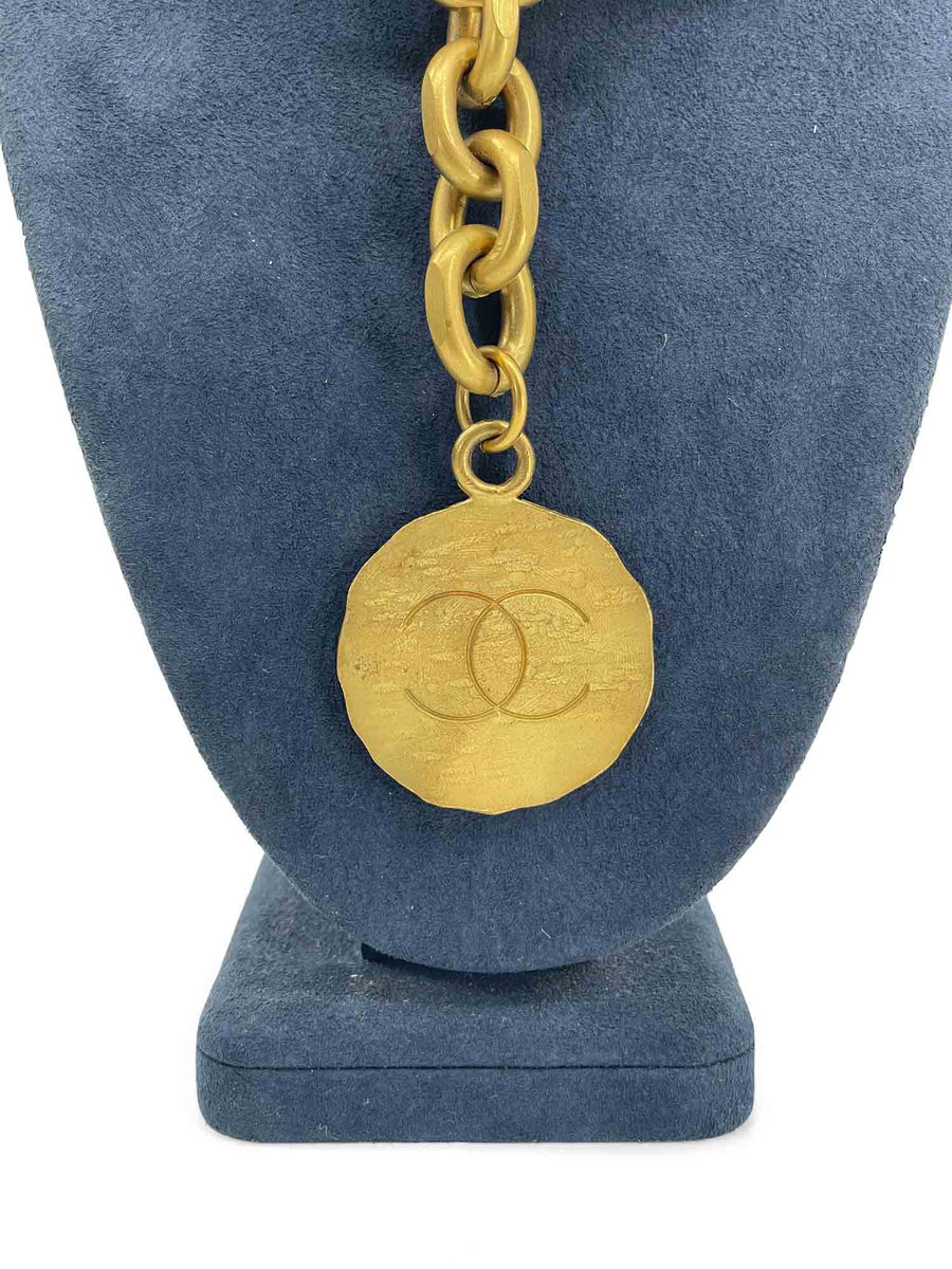 CHANEL Vintage CC Logo 24K Gold Plated Chunky Chain Necklace