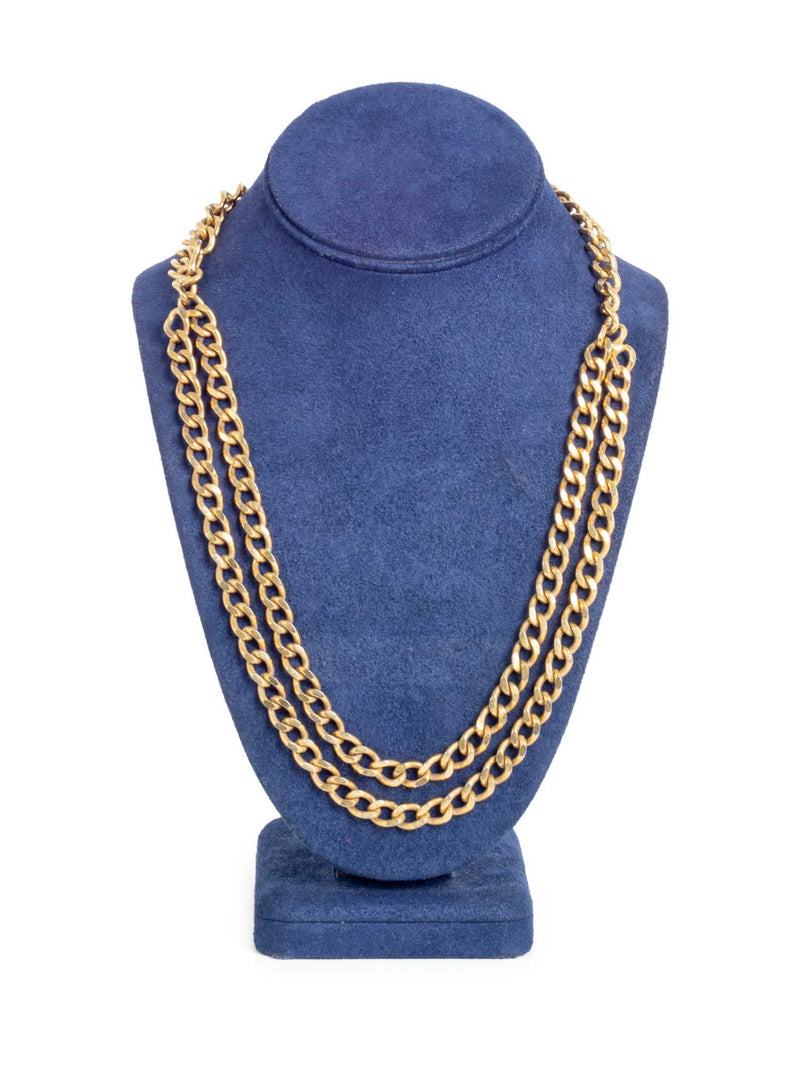 CHANEL Vintage Chain Belt Necklace Gold-designer resale