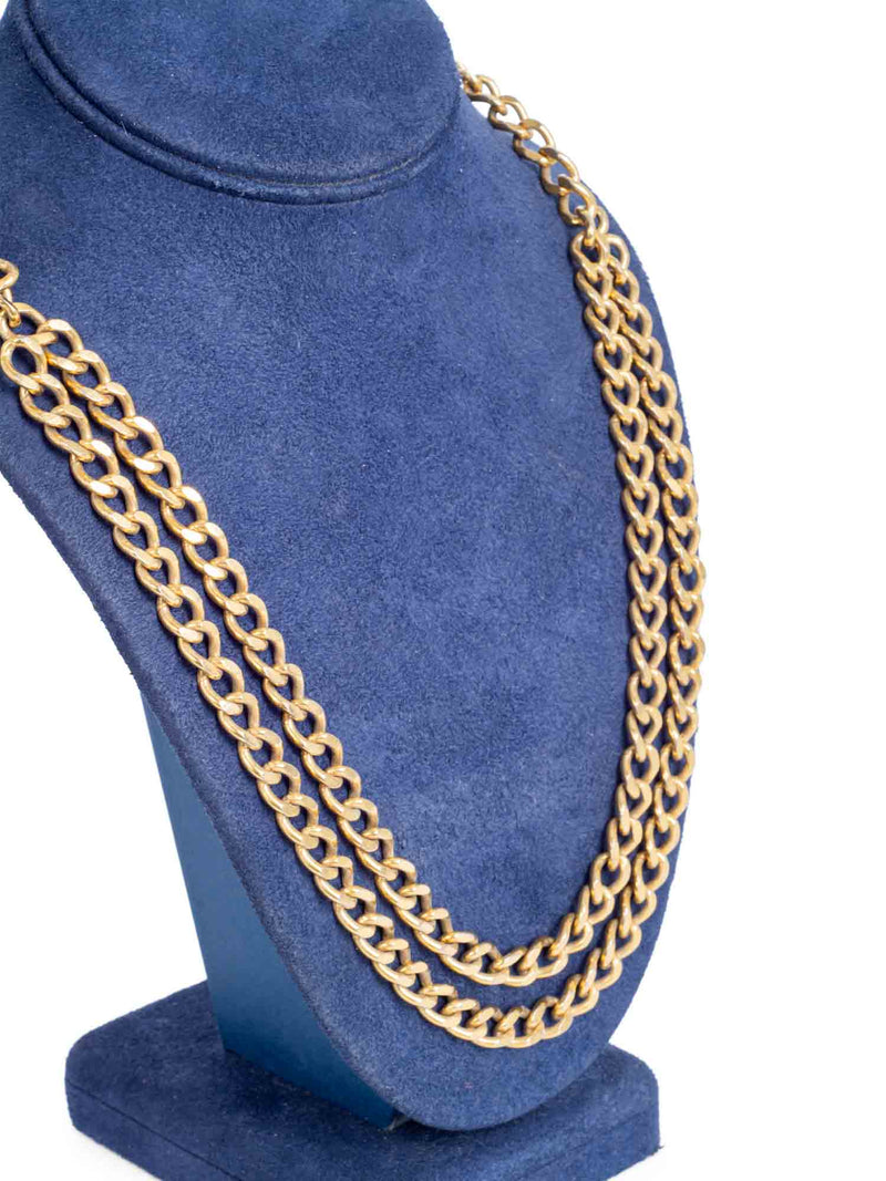 CHANEL Vintage Chain Belt Necklace Gold-designer resale