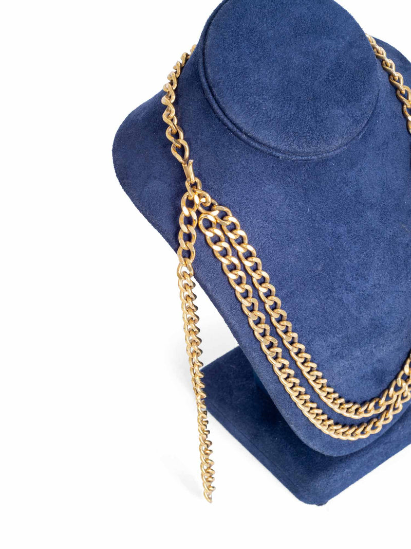 CHANEL Vintage Chain Belt Necklace Gold-designer resale