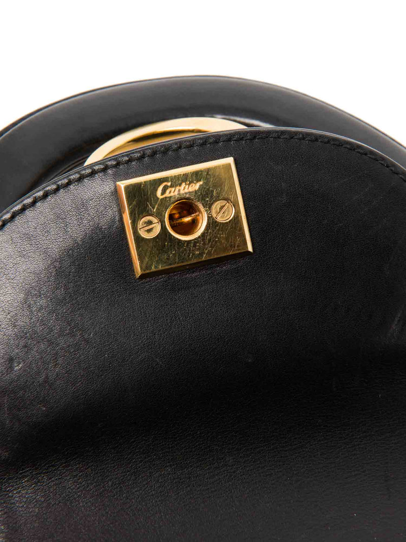 Cartier Logo 24K Gold Plated Panther Kelly Bag Black-designer resale