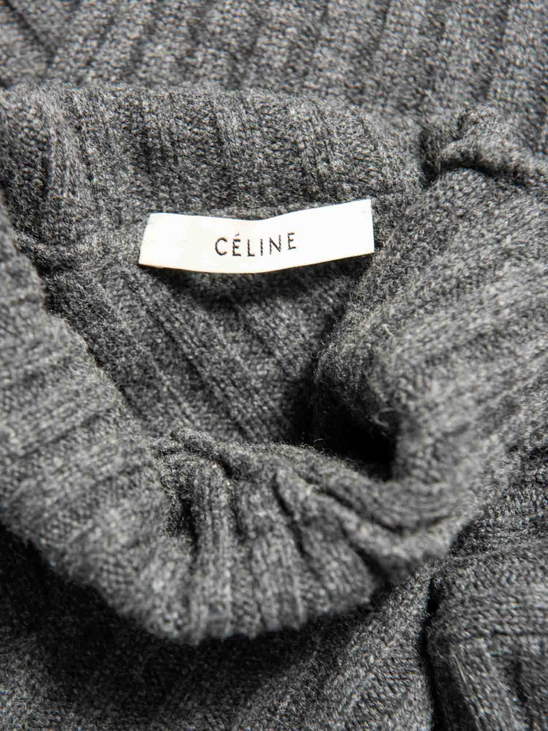 Celine Cashmere Asymmetrical Turtleneck Sweater Heather Grey-designer resale