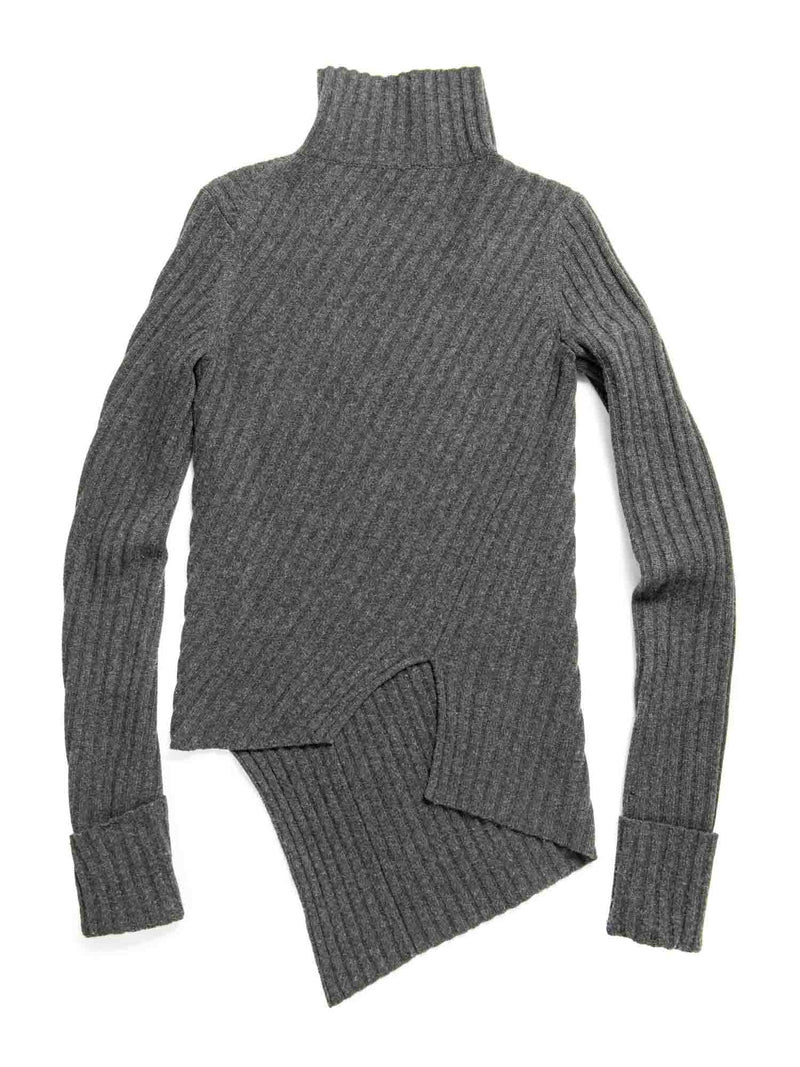 Celine Cashmere Asymmetrical Turtleneck Sweater Heather Grey-designer resale