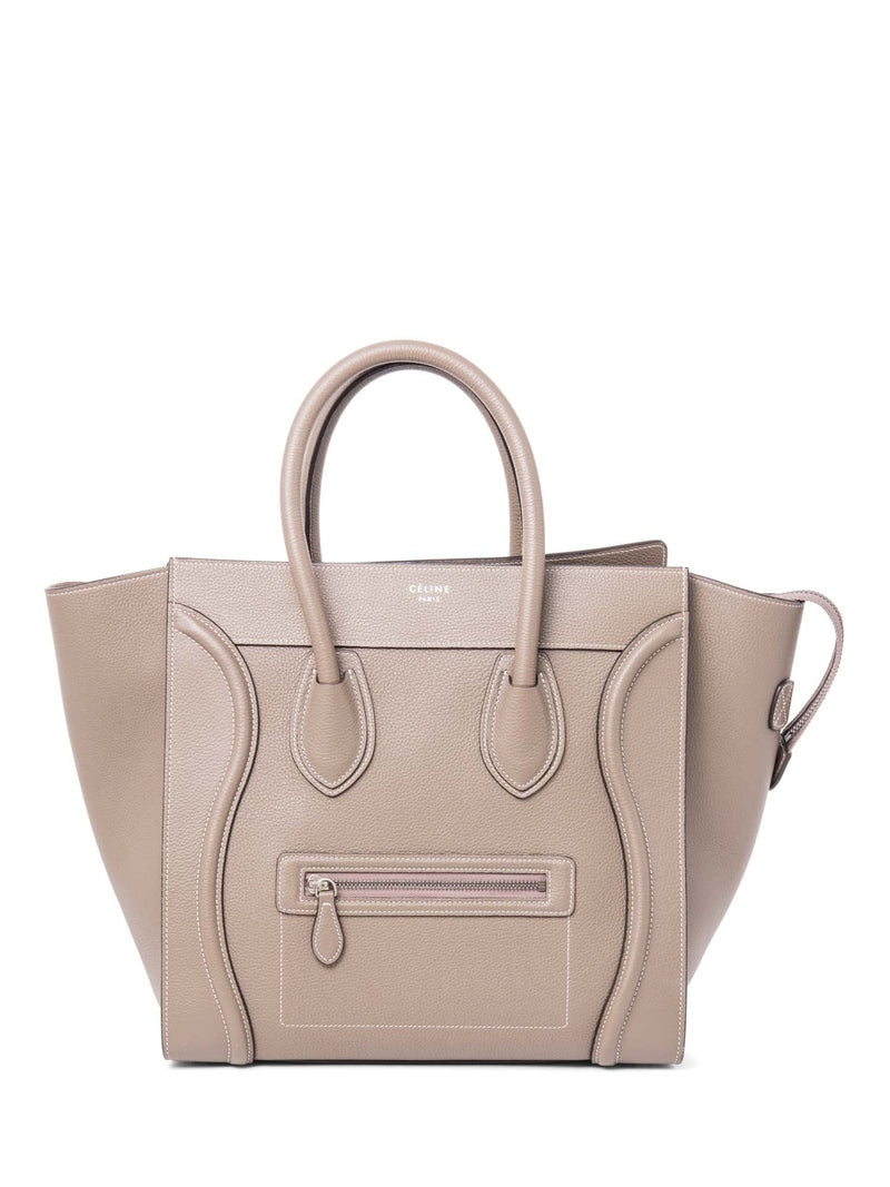 Celine Logo Leather Mini Luggage Tote Bag Taupe-designer resale