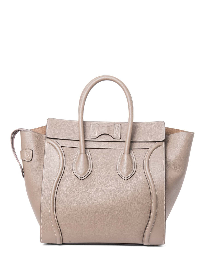 Celine Logo Leather Mini Luggage Tote Bag Taupe-designer resale