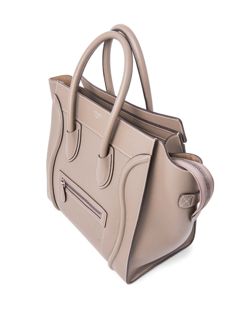 Celine Logo Leather Mini Luggage Tote Bag Taupe-designer resale