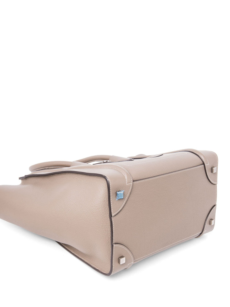 Celine Logo Leather Mini Luggage Tote Bag Taupe-designer resale