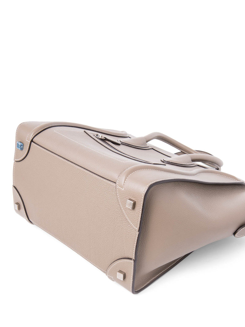 Celine Logo Leather Mini Luggage Tote Bag Taupe-designer resale