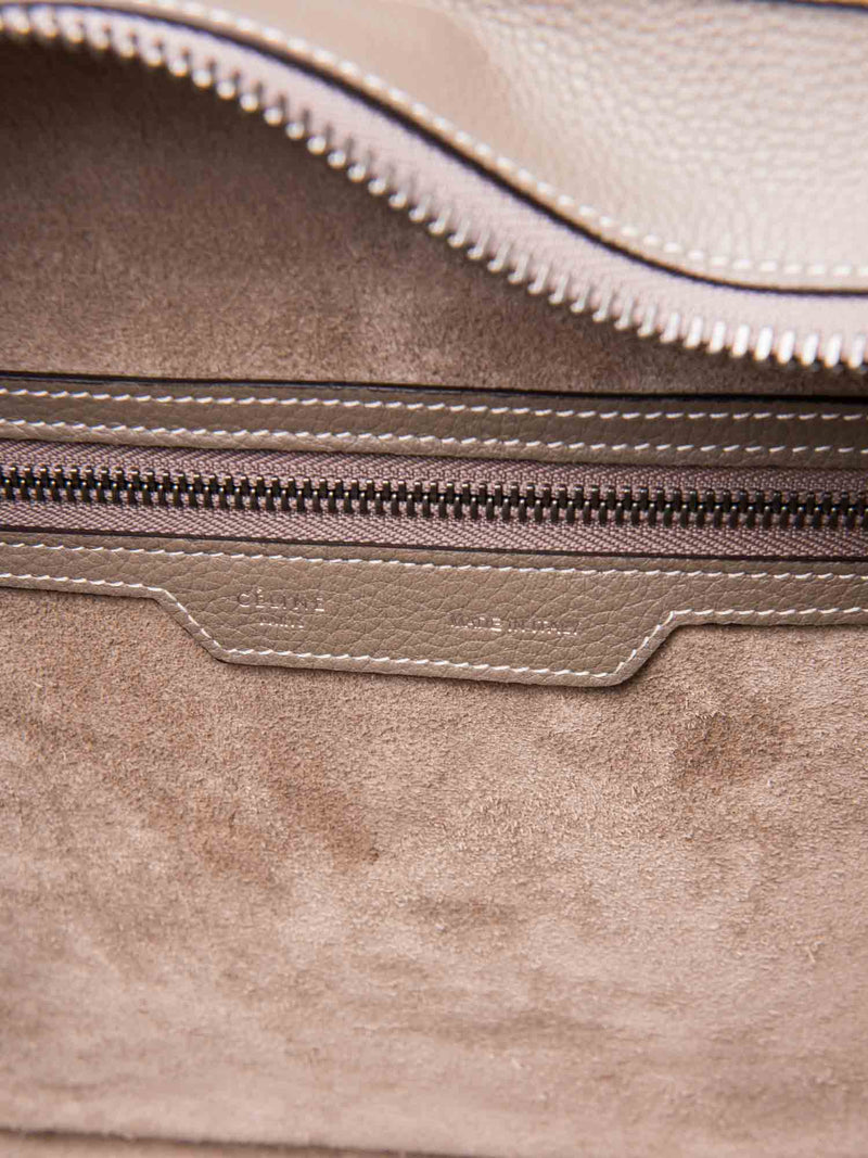 Celine Logo Leather Mini Luggage Tote Bag Taupe-designer resale