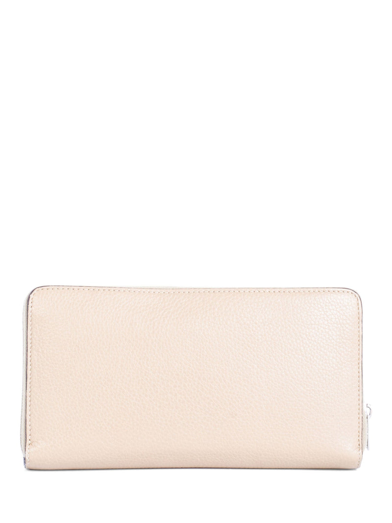 Celine Logo Leather Zippered Wallet Beige-designer resale