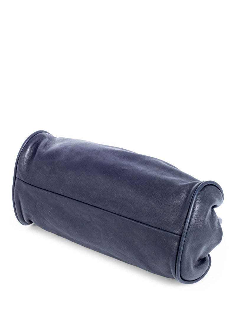 Chanel Vintage Leather Camellia Top Handle Bag Black-designer resale