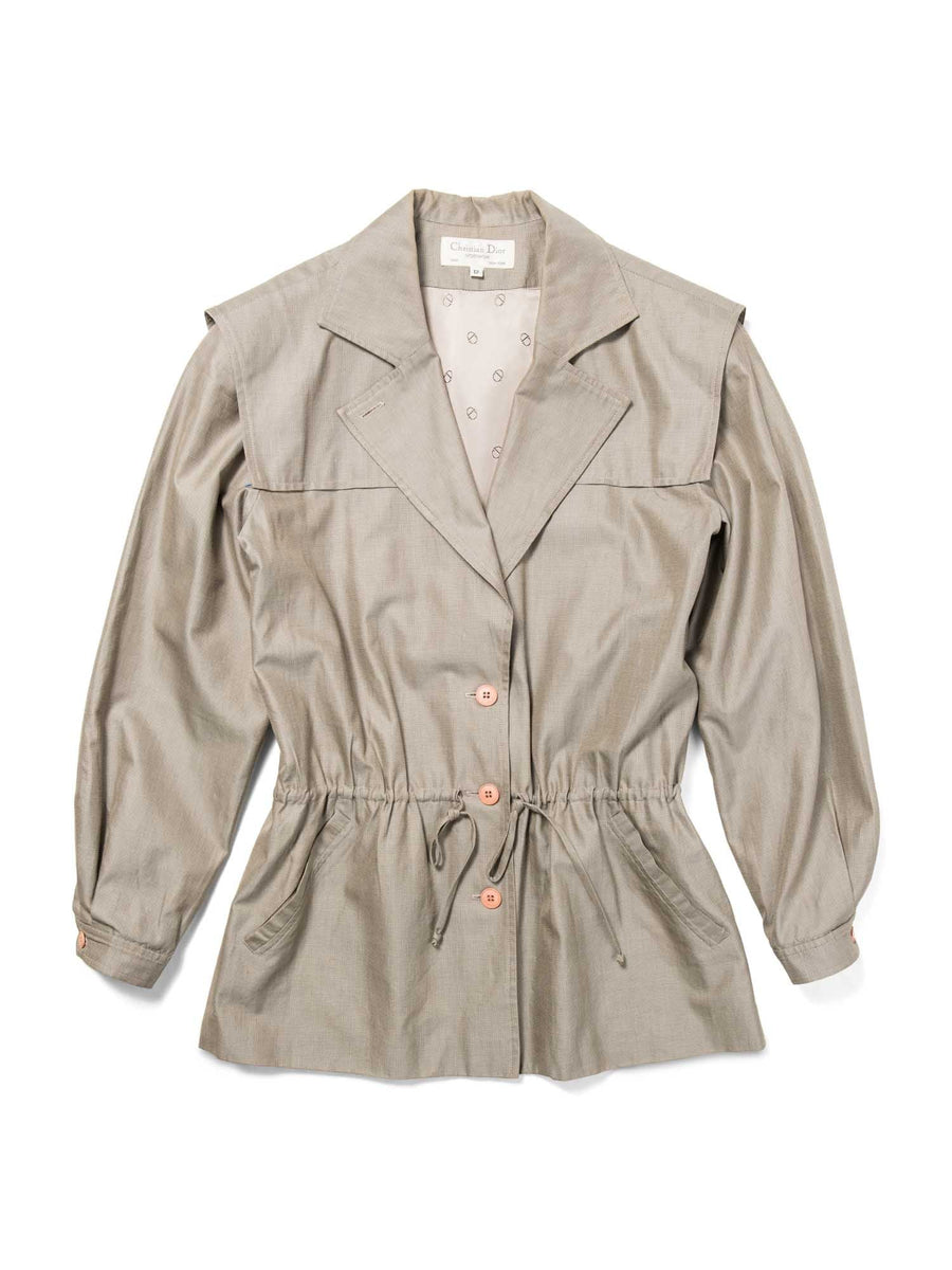 Christian Dior Drawstring Rain Jacket Grey Taupe Christian Dior Drawstring Rain Jacket Grey Taupe