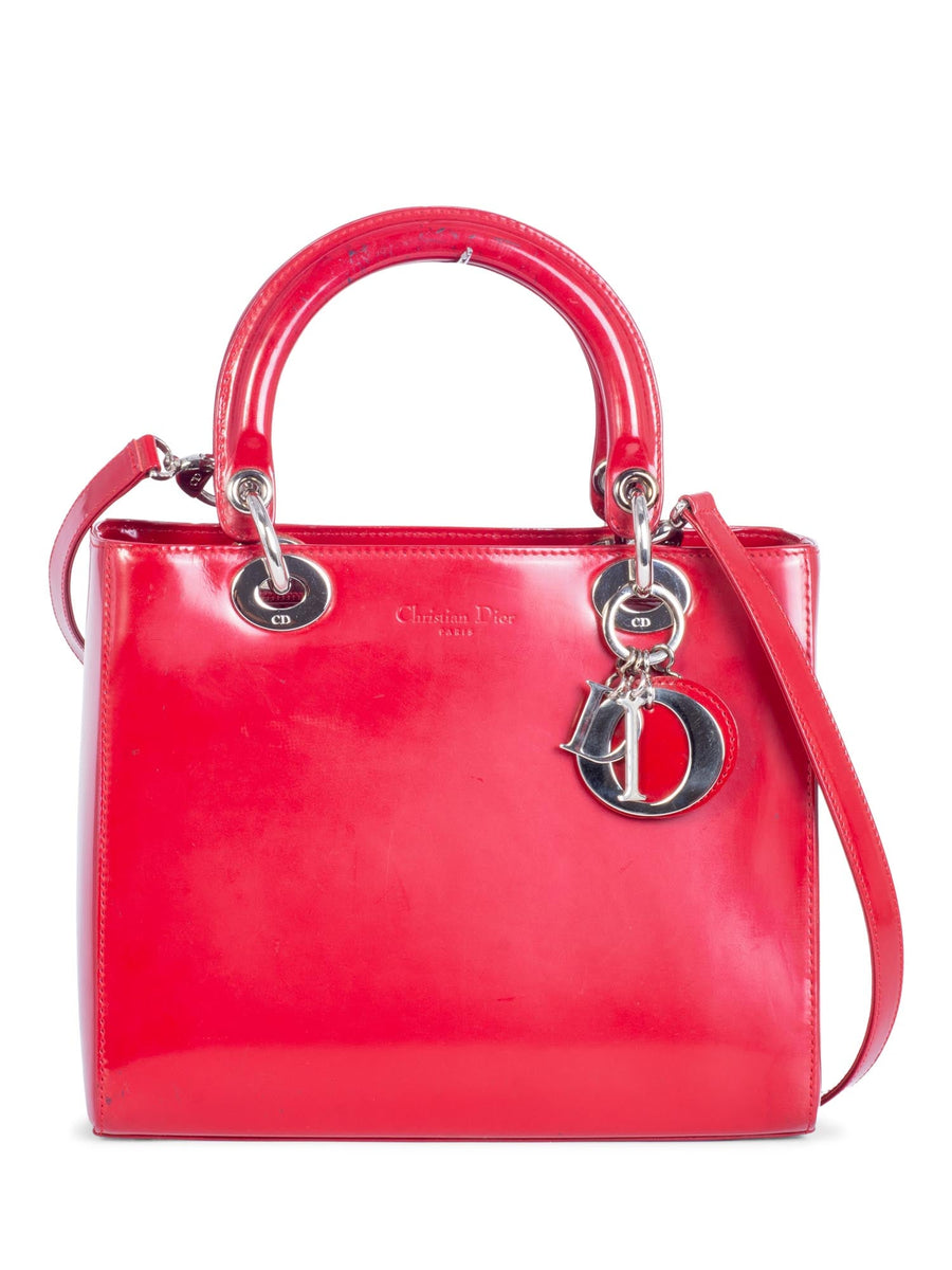 Christian Dior Leather Medium Lady Bag Red