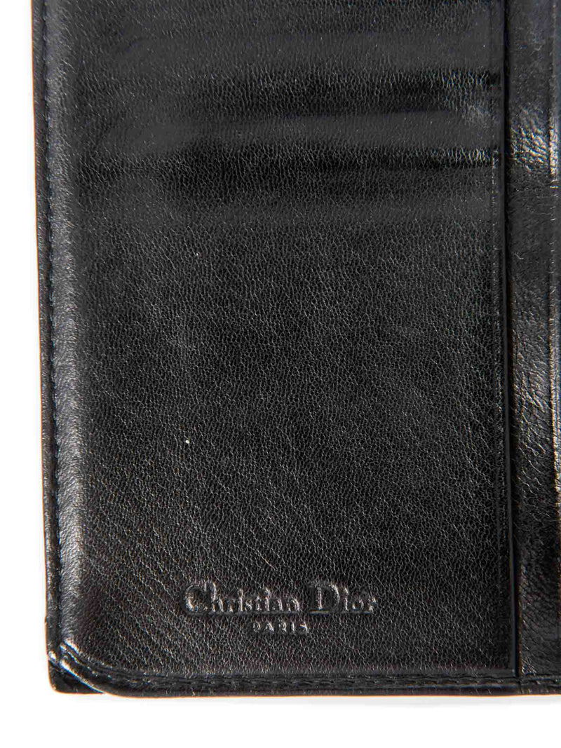 Christian Dior Logo Leather Cannage Quilted Wallet on Chain Black Gold-designer resale