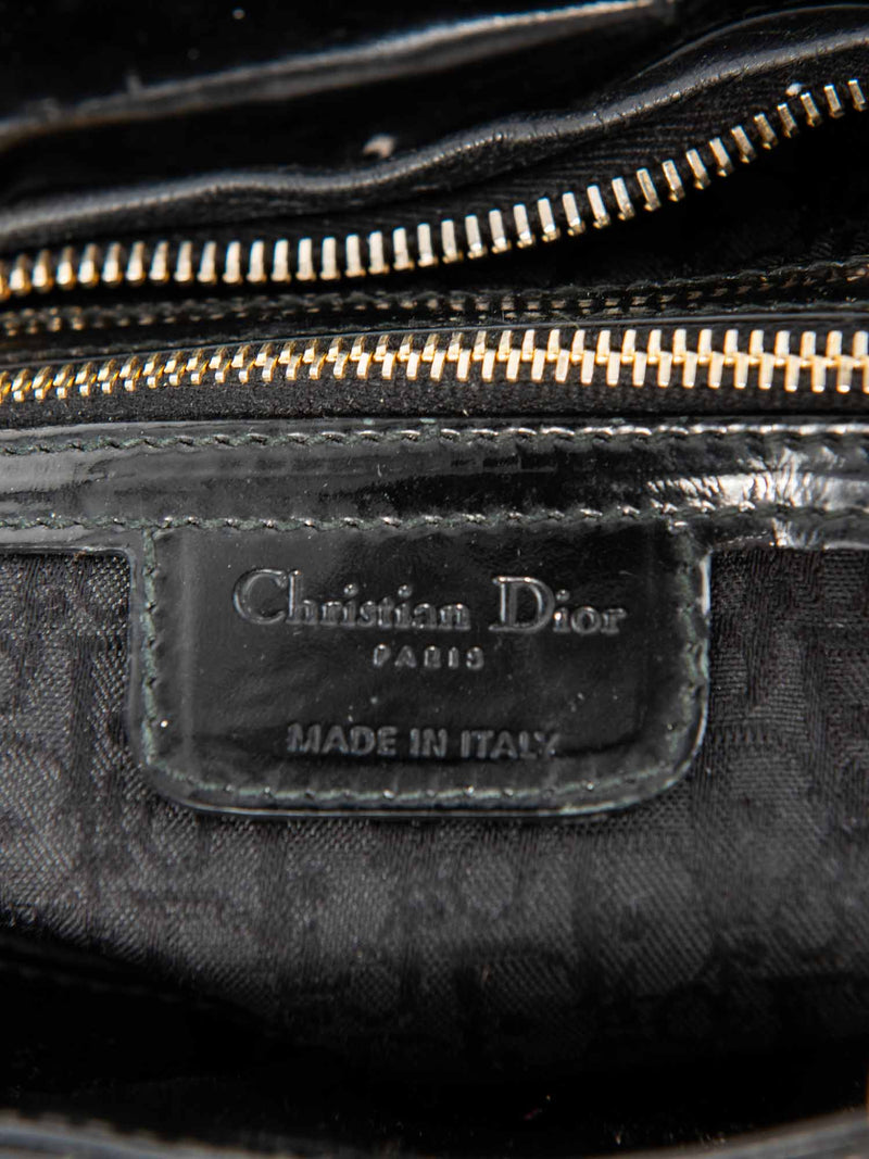 Christian Dior Patent Leather Cannage Large Lady Dior Tote Black-designer resale