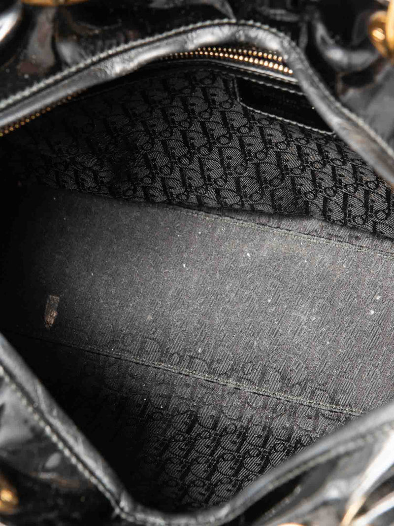 Christian Dior Patent Leather Cannage Large Lady Dior Tote Black-designer resale