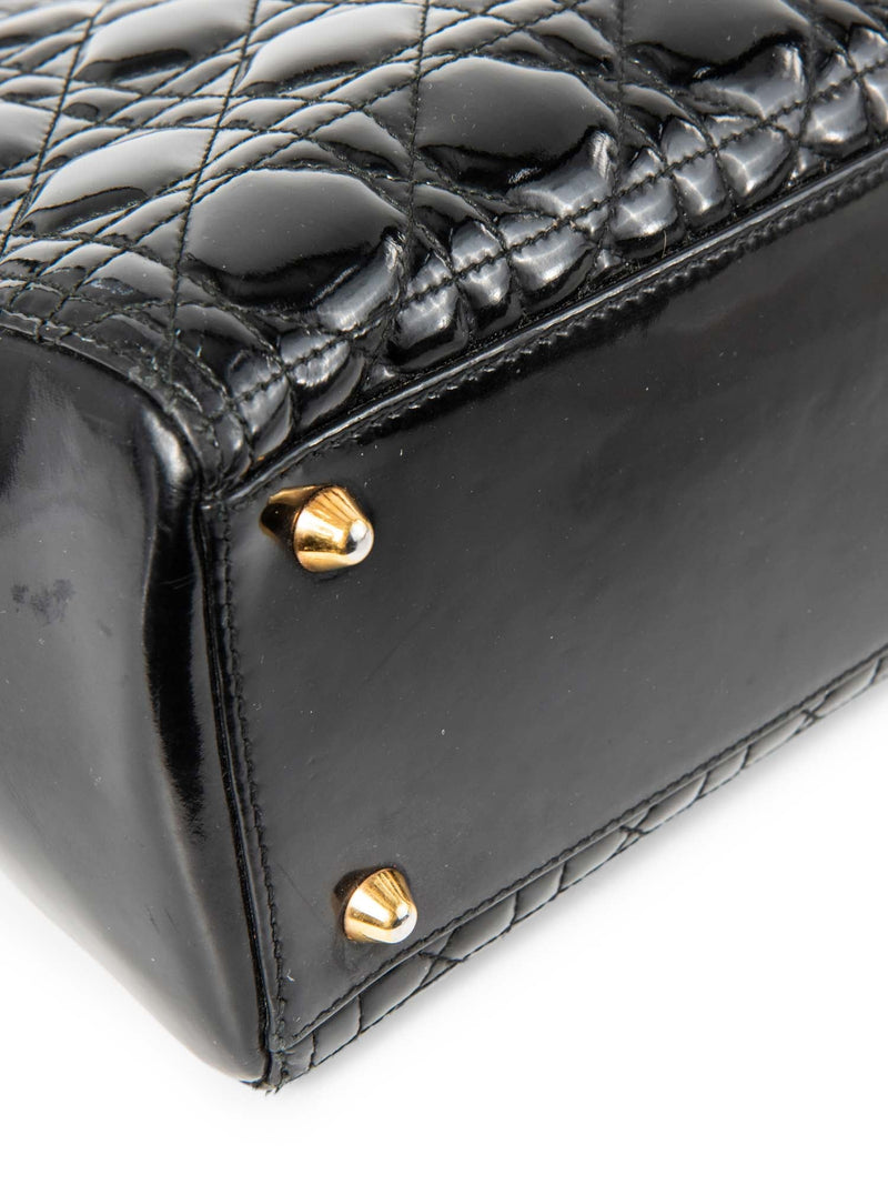 Christian Dior Patent Leather Cannage Large Lady Dior Tote Black-designer resale