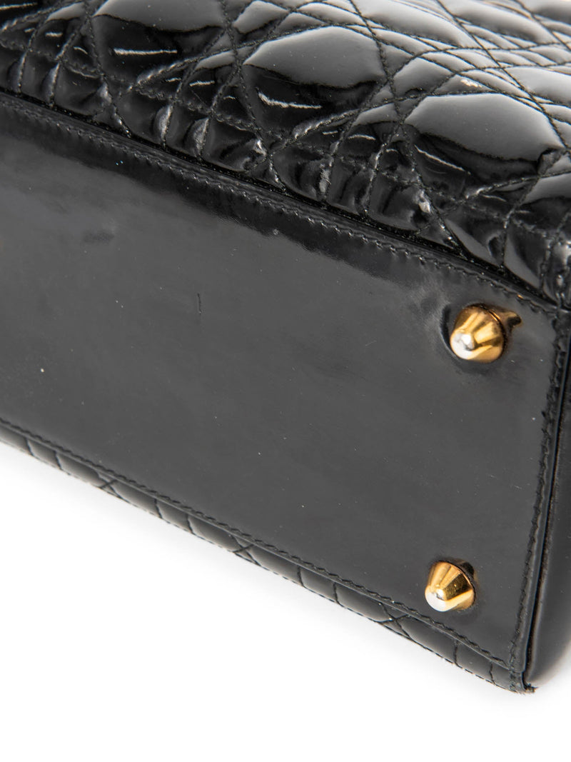 Christian Dior Patent Leather Cannage Large Lady Dior Tote Black-designer resale