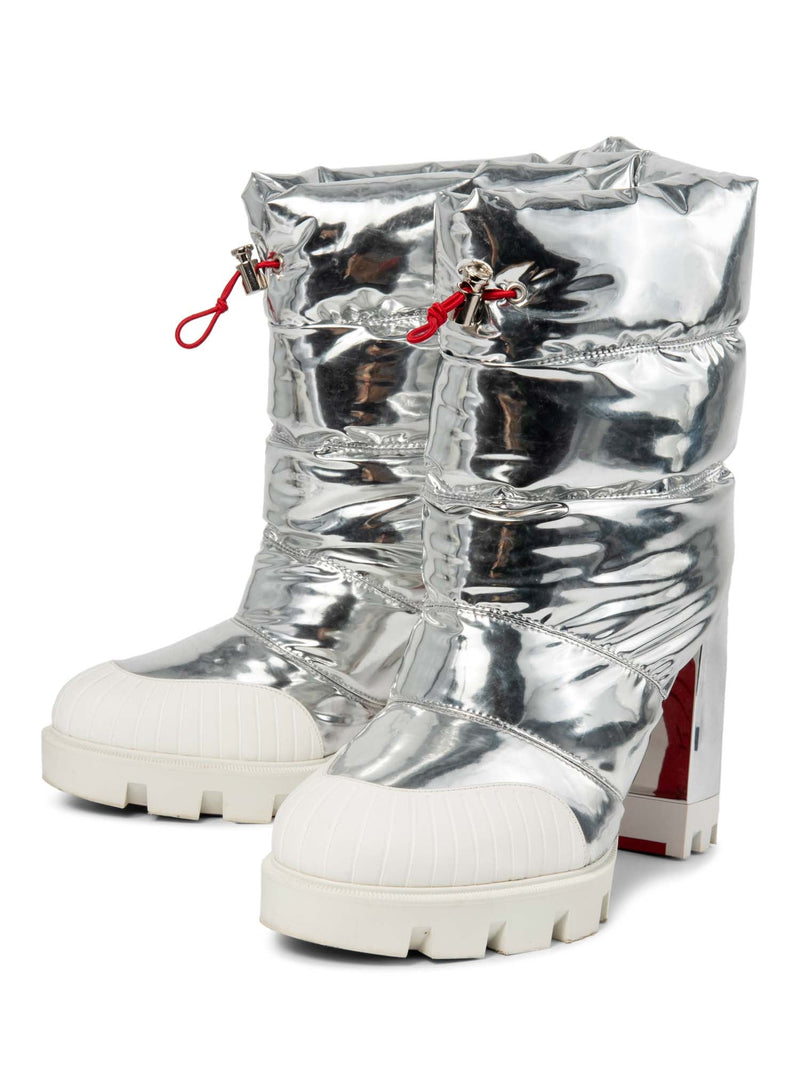 Christian Louboutin Oriona 100 Puff Captoe Boots Silver White-designer resale