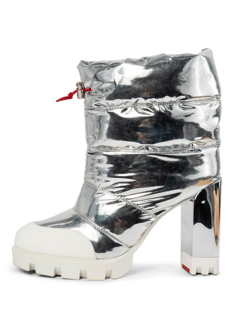 Christian Louboutin Oriona 100 Puff Captoe Boots Silver White-designer resale