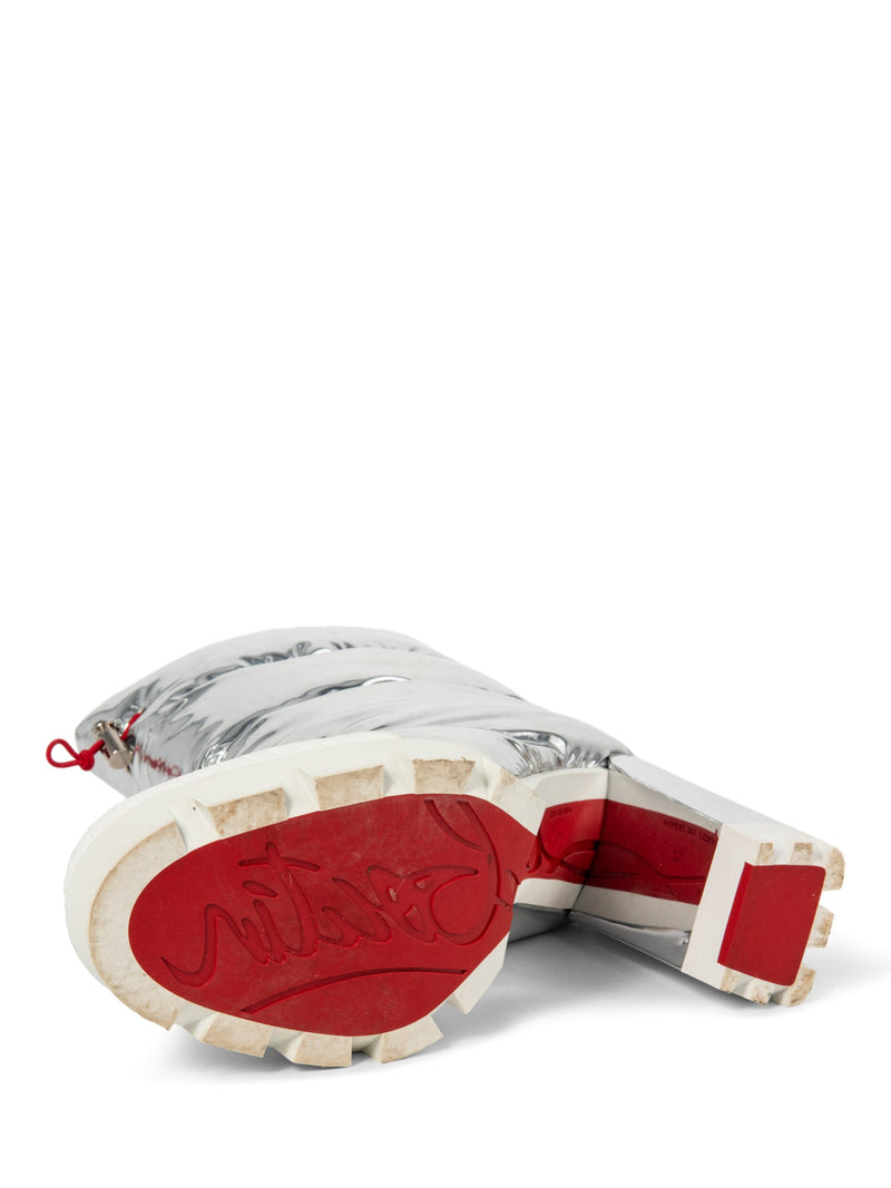 Christian Louboutin Oriona 100 Puff Captoe Boots Silver White-designer resale