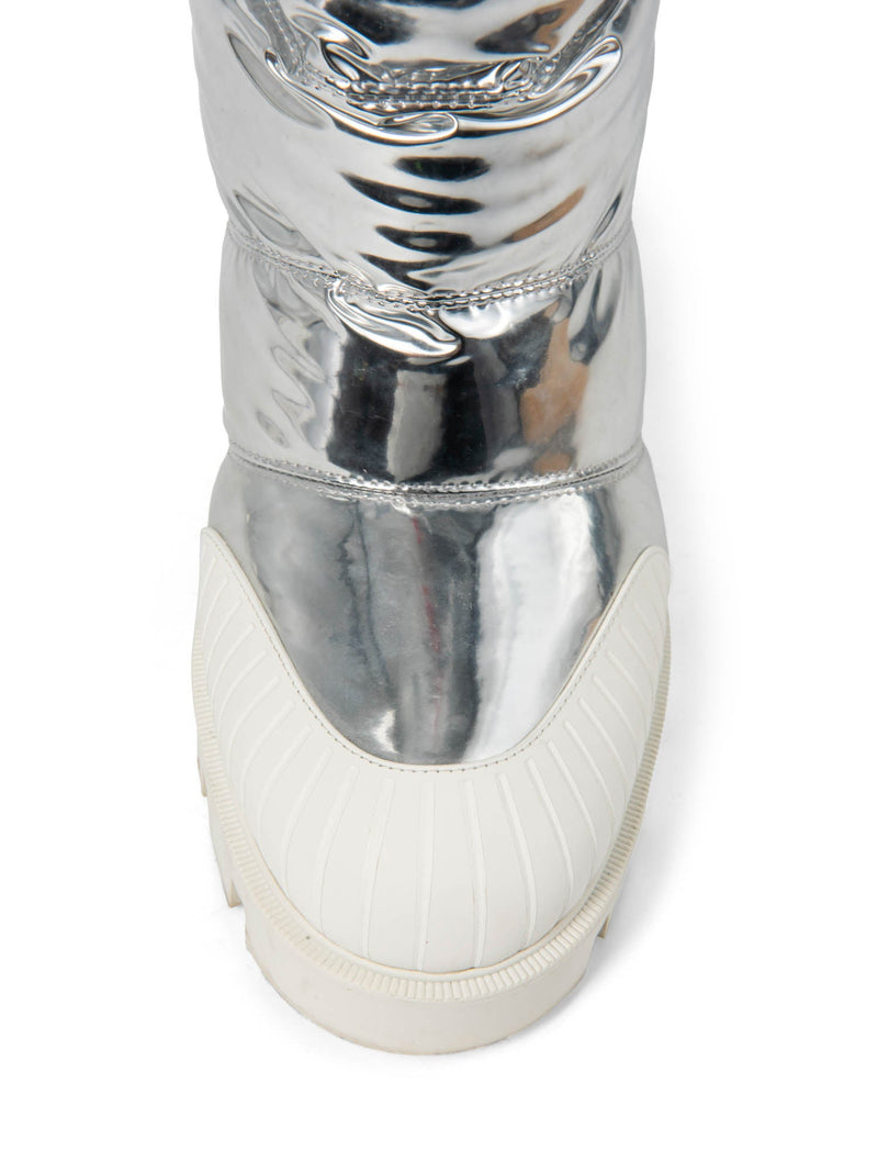Christian Louboutin Oriona 100 Puff Captoe Boots Silver White-designer resale