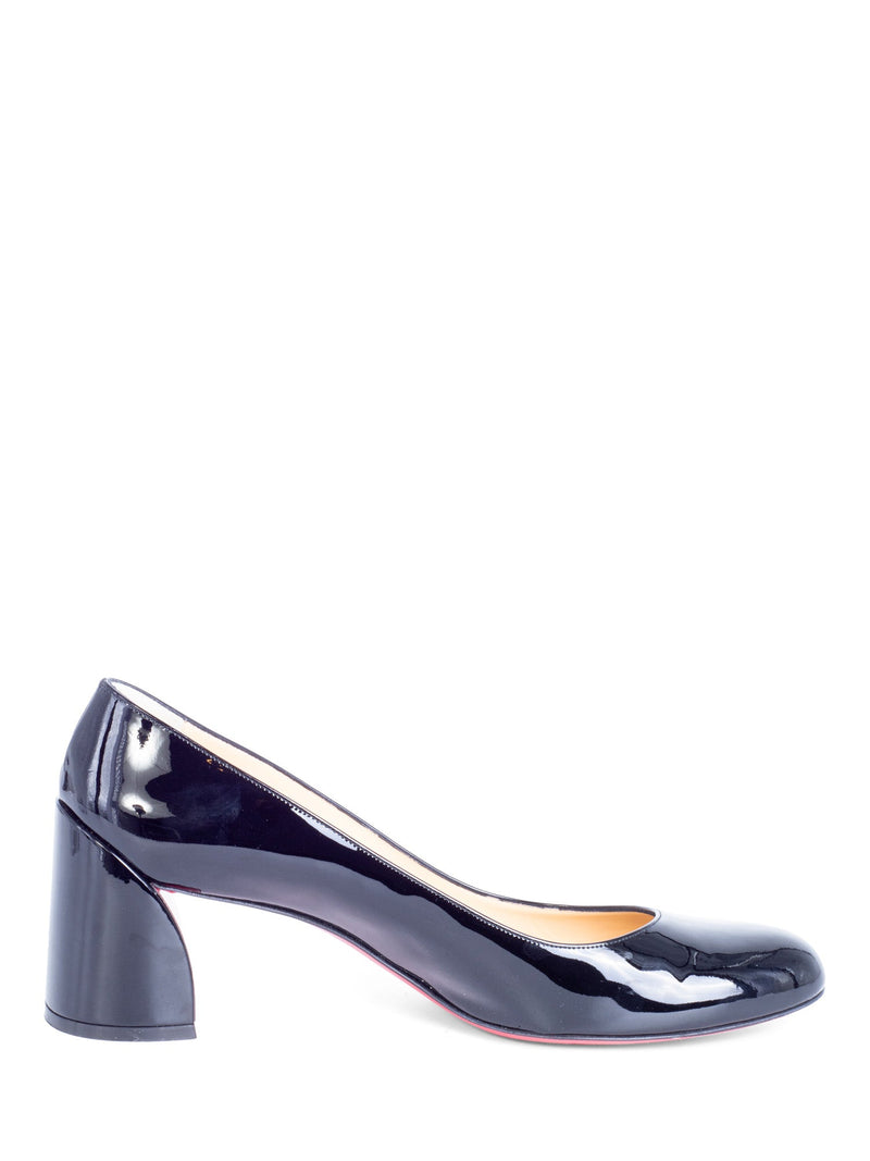 Christian Louboutin Patent Leather Block Heels Black-designer resale
