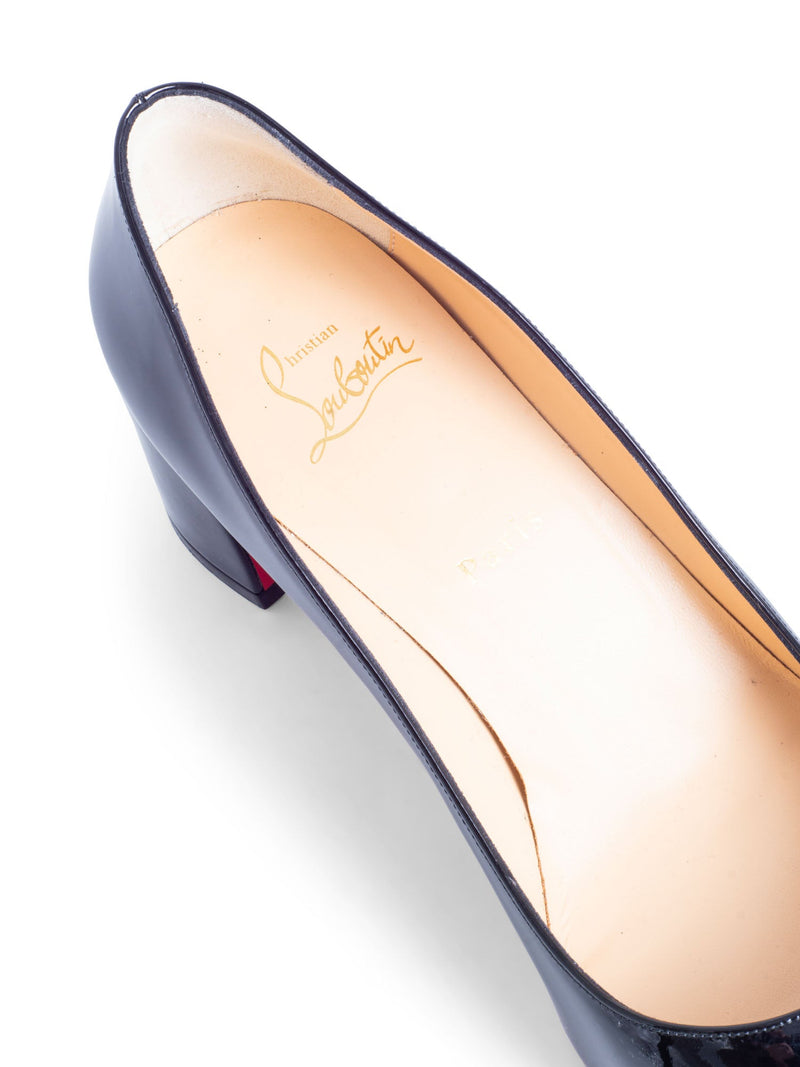 Christian Louboutin Patent Leather Block Heels Black-designer resale