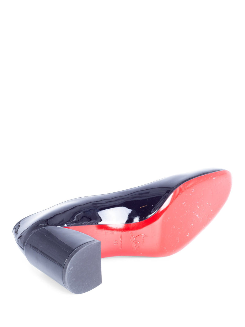Christian Louboutin Patent Leather Block Heels Black-designer resale