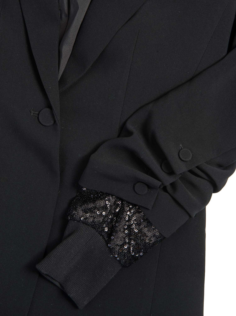 Cinq A Sept Sequin Hooded Jacket Black-designer resale