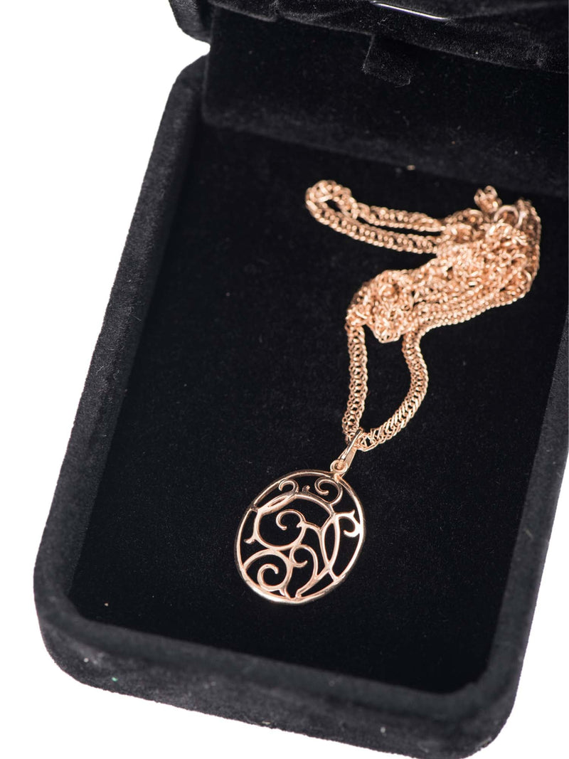 Custom 14K Gold Floral Motif Prosperity Necklace-designer resale