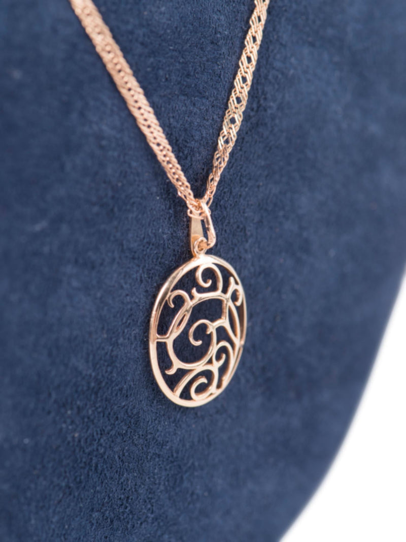 Custom 14K Gold Floral Motif Prosperity Necklace-designer resale