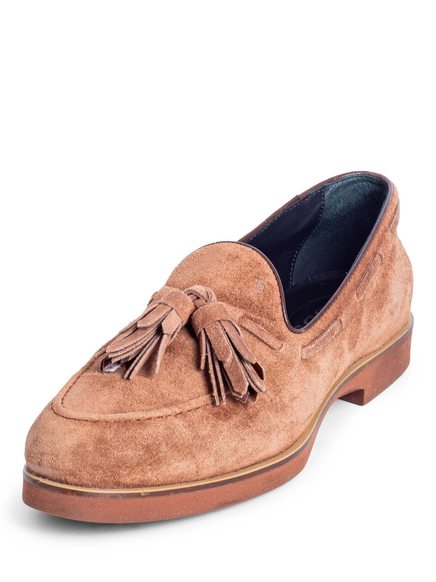 brown suede dress shoes Tod's Suede Tassel Loafers Brown