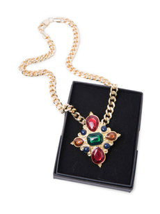 Jay Strongwater 24K Gold Plated Gripoix Necklace Multicolor