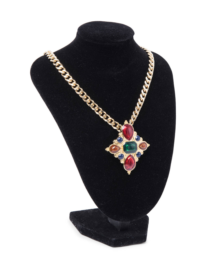 Jay Strongwater 24K Gold Plated Gripoix Necklace Multicolor