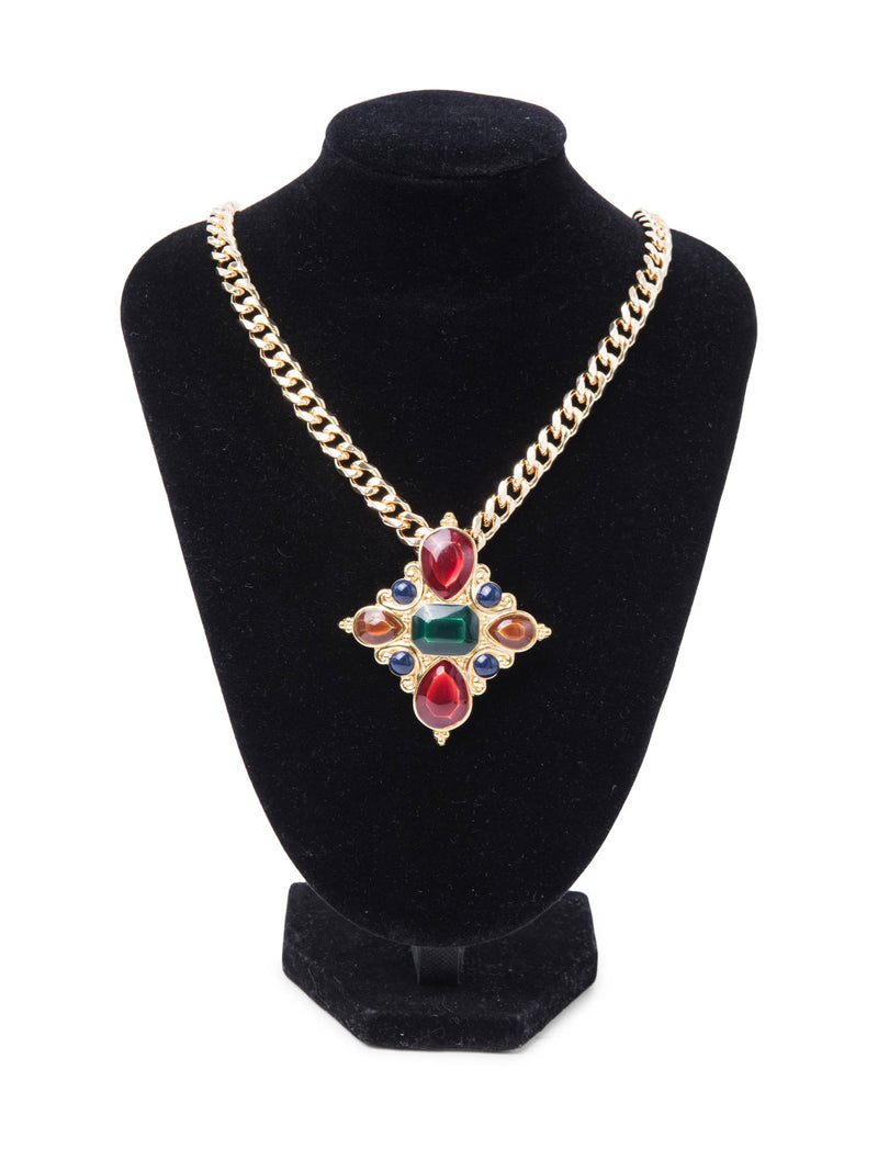 Jay Strongwater 24K Gold Plated Gripoix Necklace Multicolor