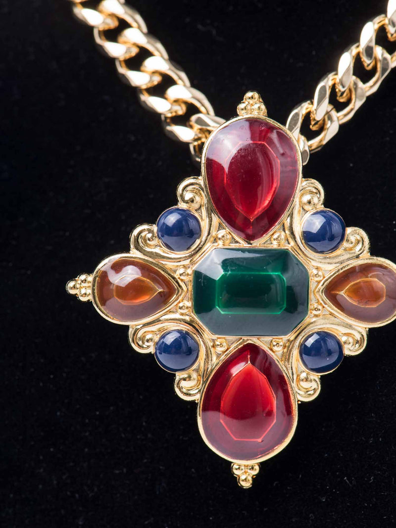 Jay Strongwater 24K Gold Plated Gripoix Necklace Multicolor