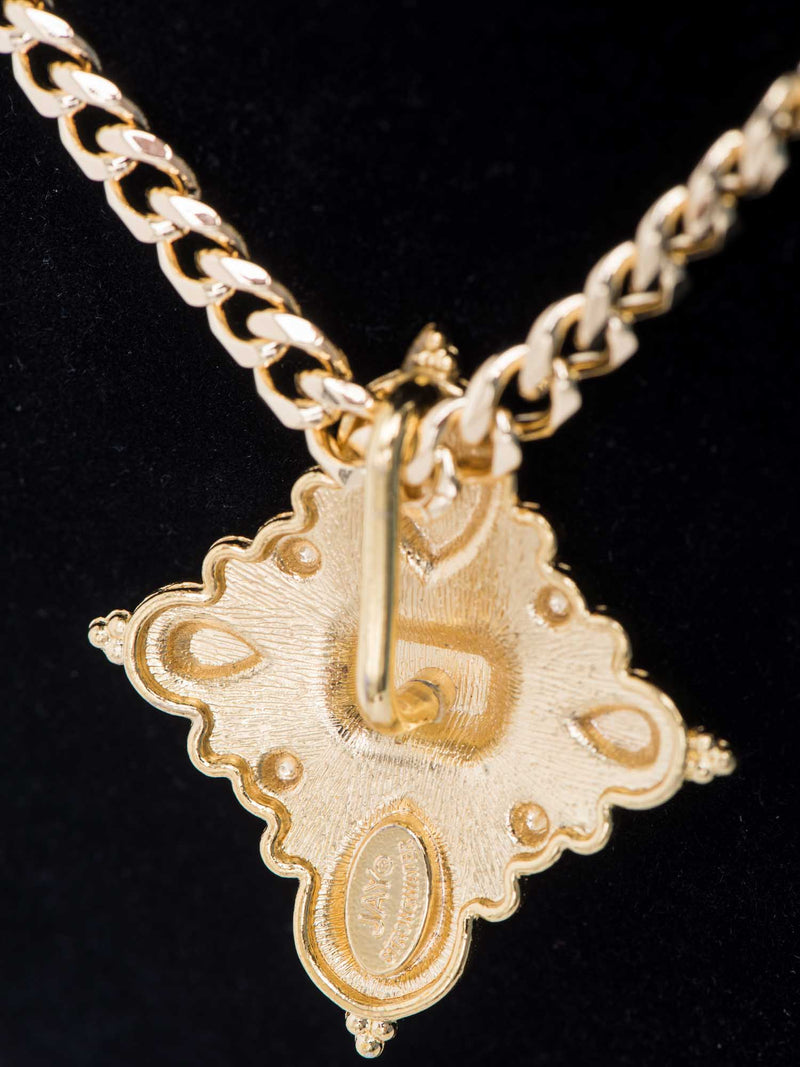 Jay Strongwater 24K Gold Plated Gripoix Necklace Multicolor