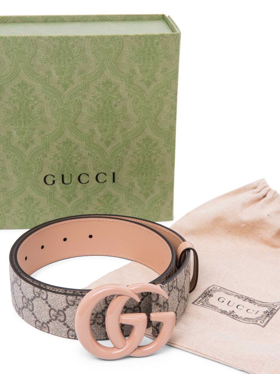 Gucci GG Marmont Belt, Size 75/30, Beige Leather, Women\'s, 400593 Gucci GG Supreme Marmont Belt Brown main image 4