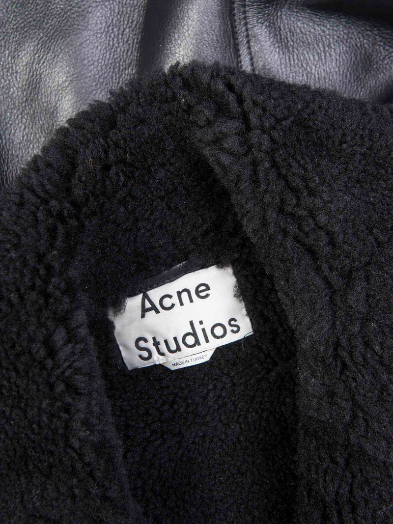 Acne Studios Leather Shearling Velocite Oversized Jacket Black
